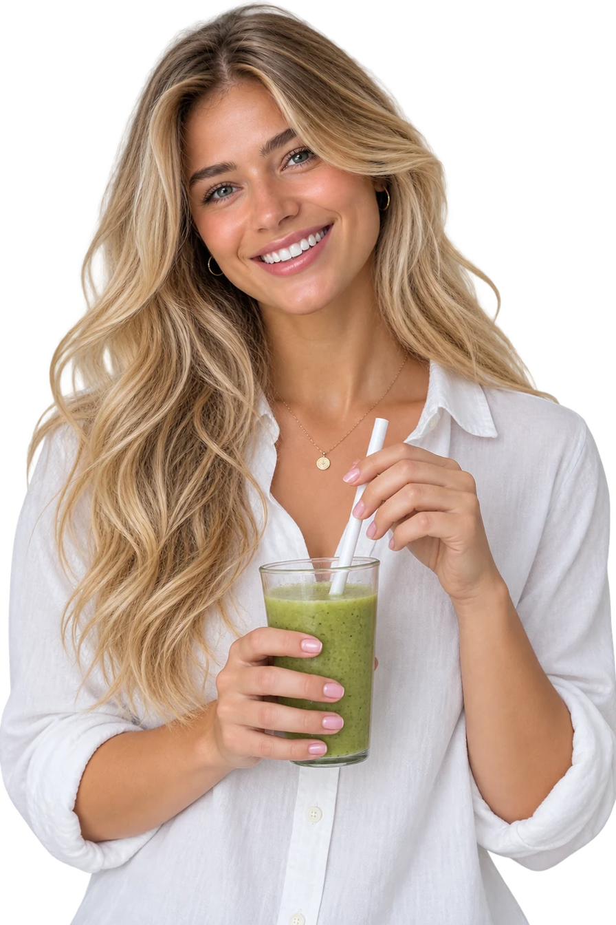 Customer drinking through an ACPP compostable straw